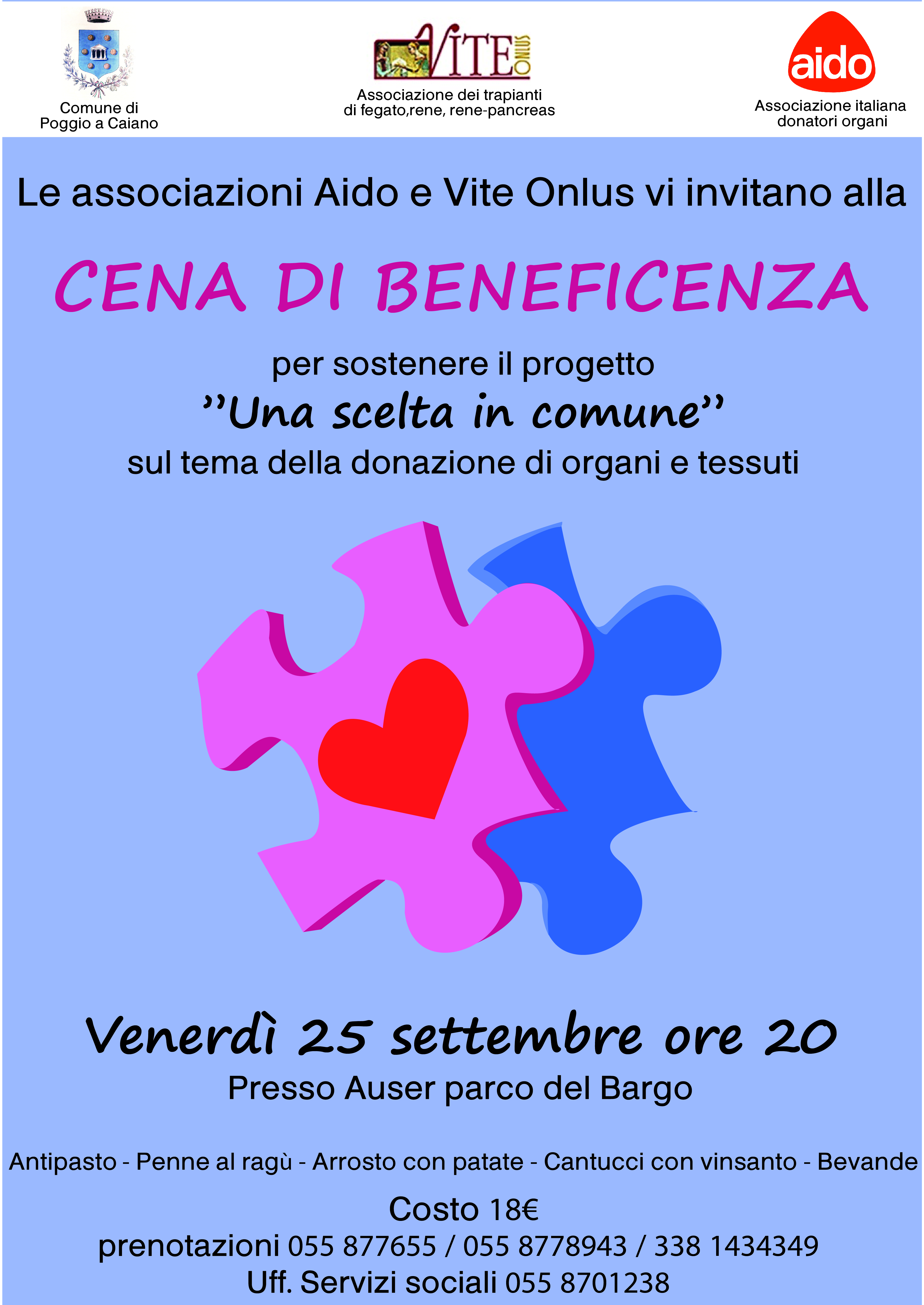 La locandina della cena di venerdì